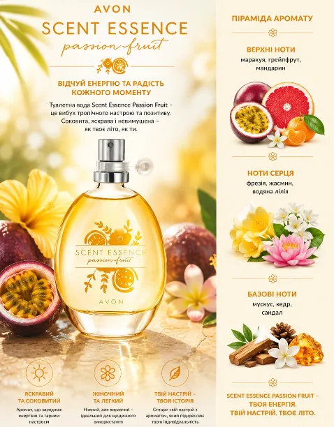 Туалетна вода Avon Scent Essence Passion Fruit 30 мл — изображение 3